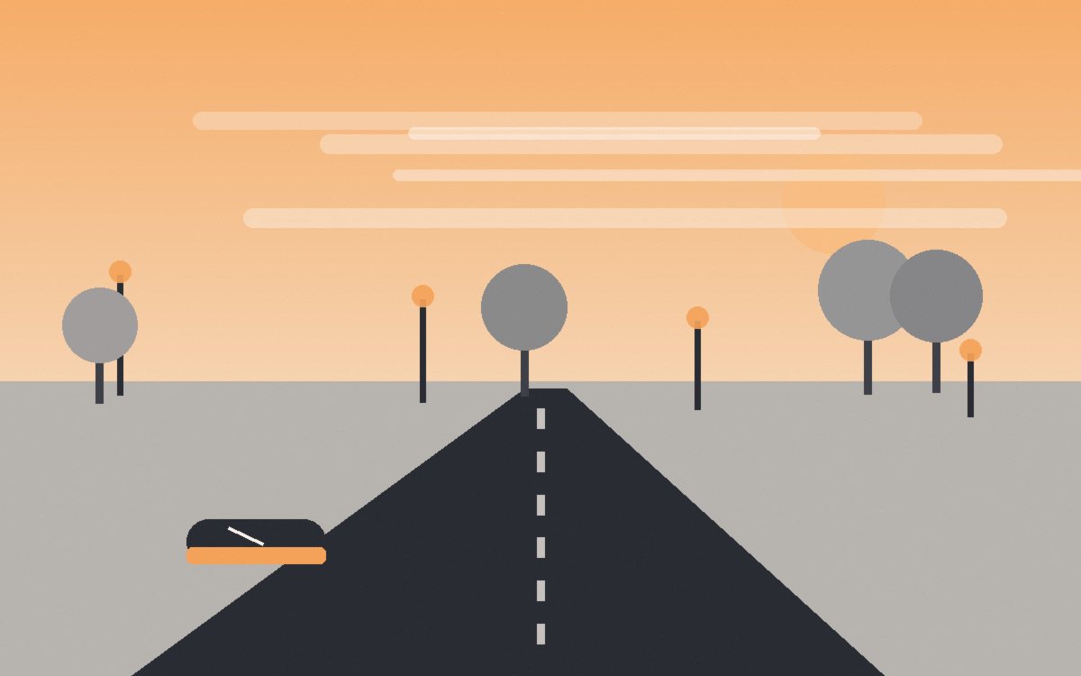 Caminho plano de parque com banco e bebedouro no início